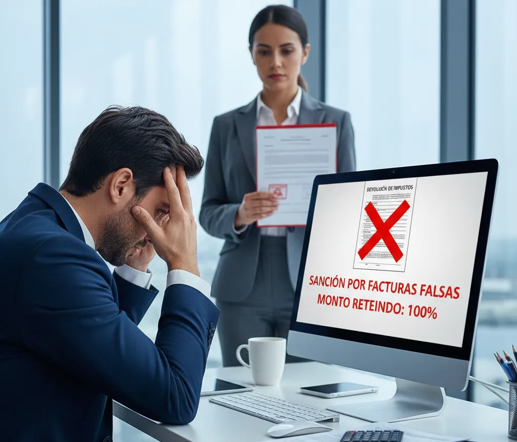 Cómo sanción por facturas falsas afecta devolución de impuestos